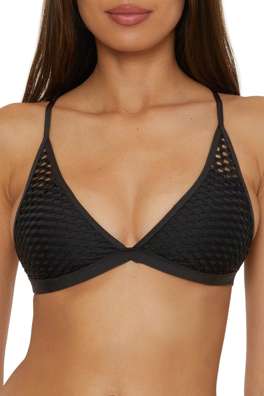 BECCA Women's Black Halter Bikini Top Swimwear S NWT